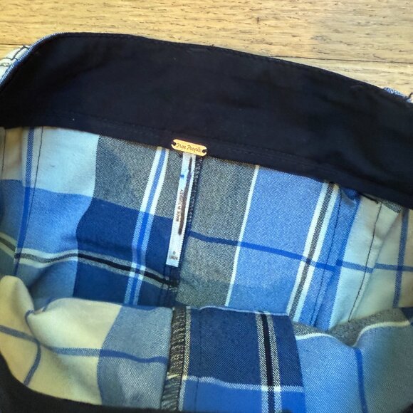 Free People Jules High Waist Plaid Flare Pants Blue/Black NWOT Size 0 (XS) - Picture 7 of 8